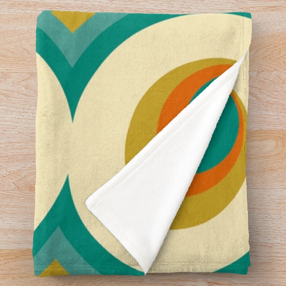 Cozy mid century modern plush blanket with geometric pattern