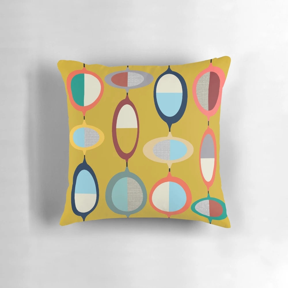Vibrant abstract design mid-century modern throw pillow