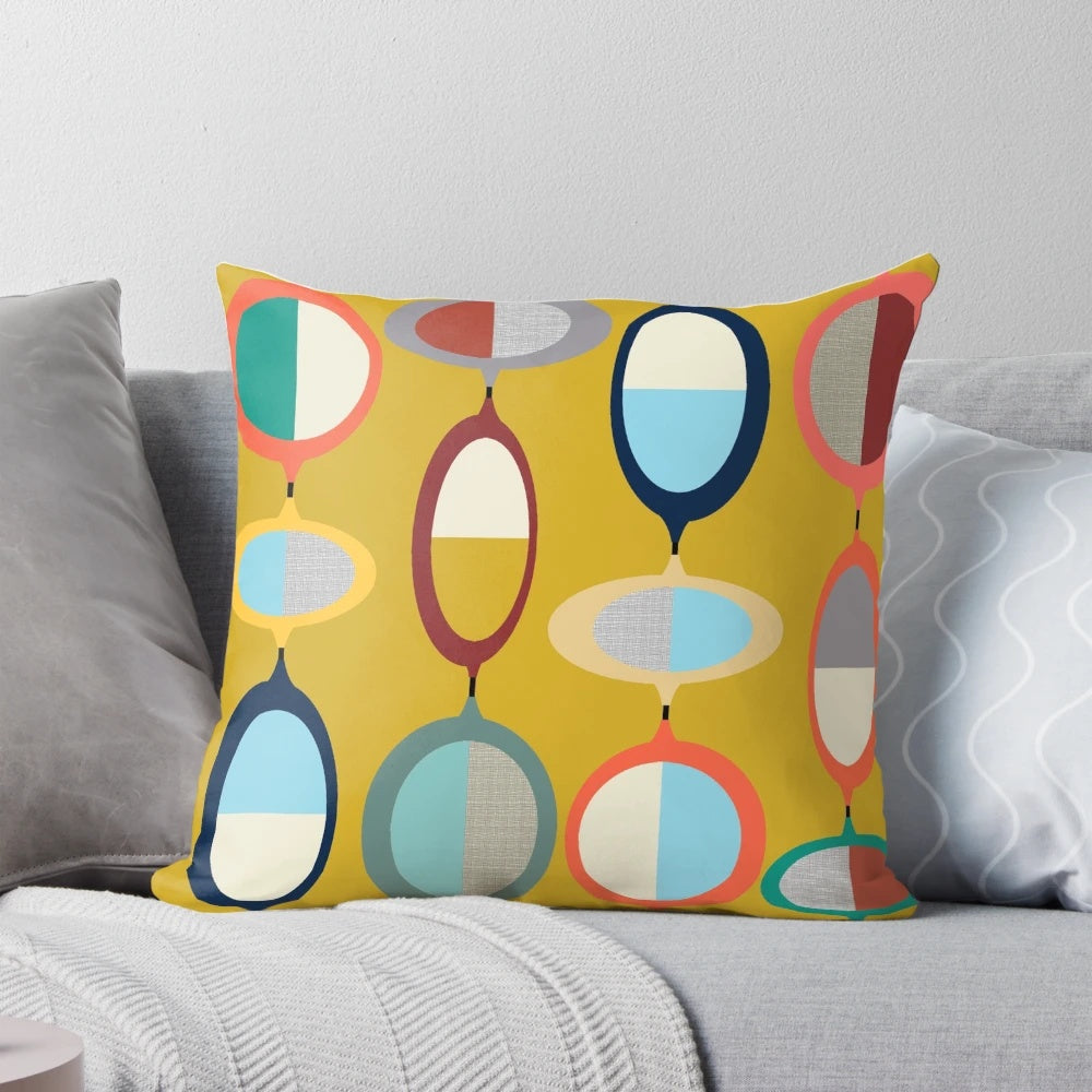 Vibrant abstract design mid-century modern throw pillow