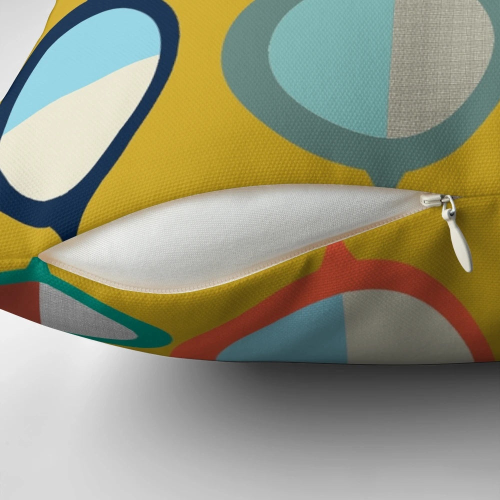 Vibrant abstract design mid-century modern throw pillow