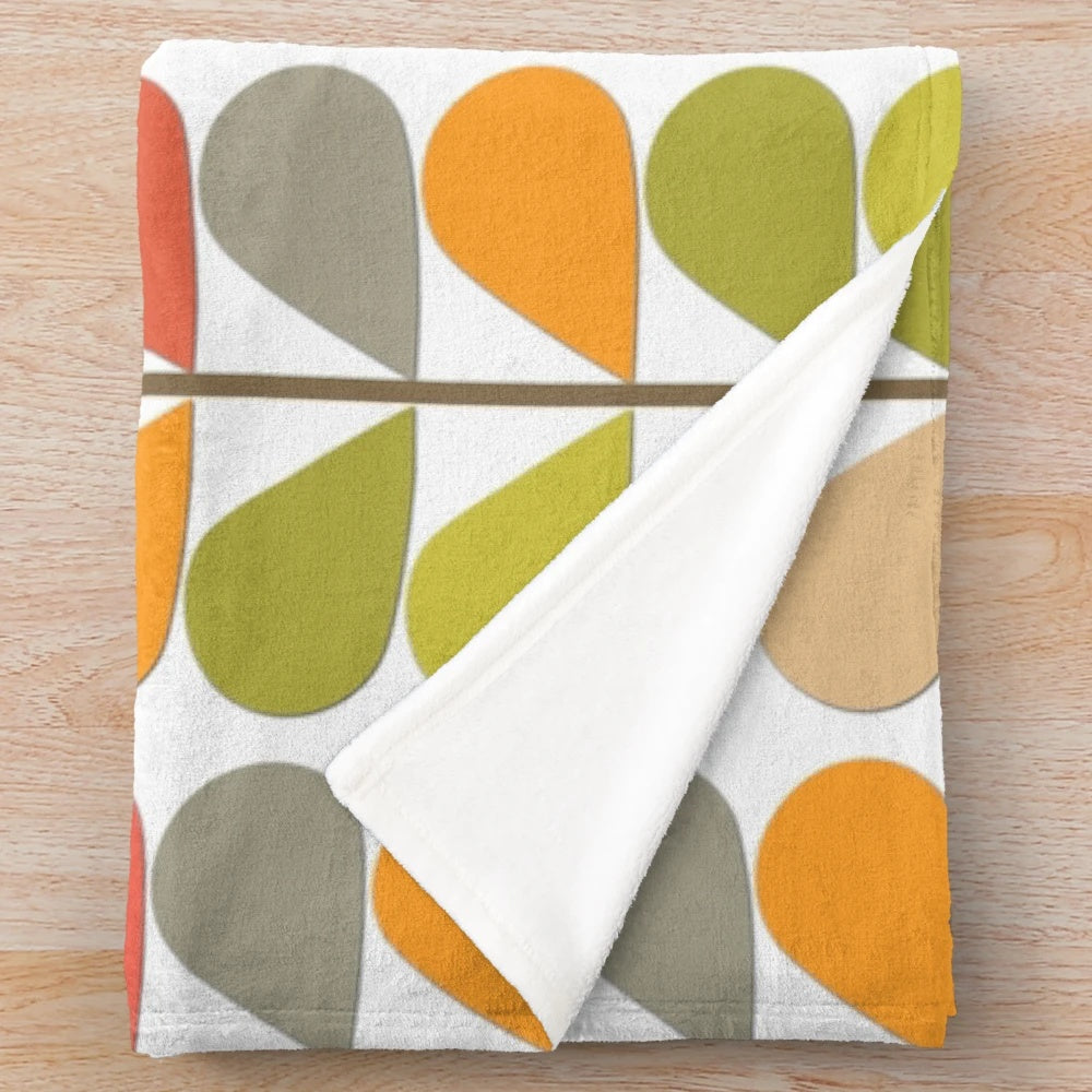 Retro midcentury modern plush blanket with an atomic-inspired pattern