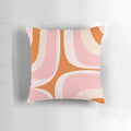 Retro minimalist abstract design throw pillow in pink and orange colors