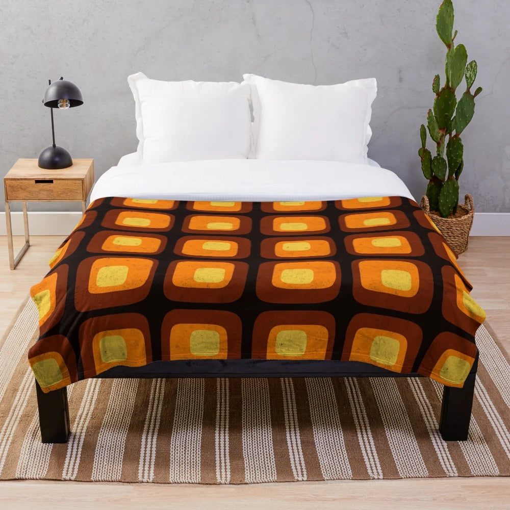 Retro plush blanket with funky mod pattern