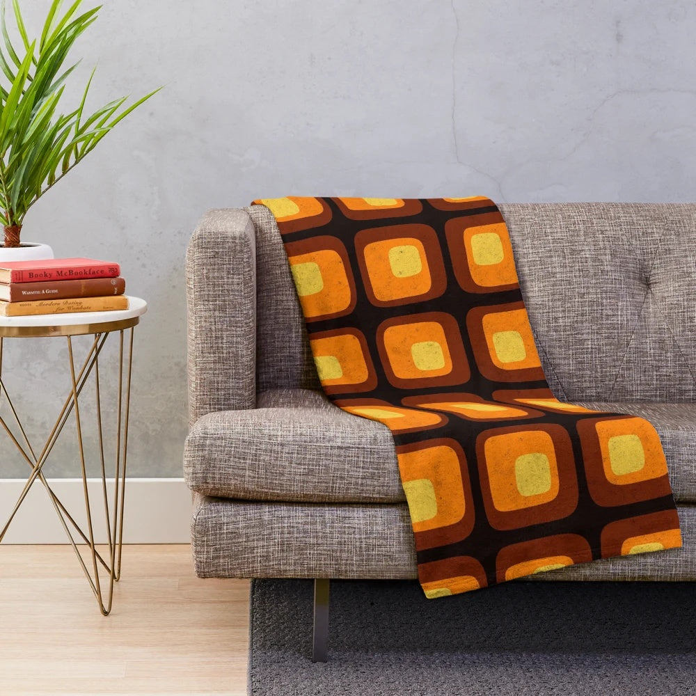 Retro plush blanket with funky mod pattern