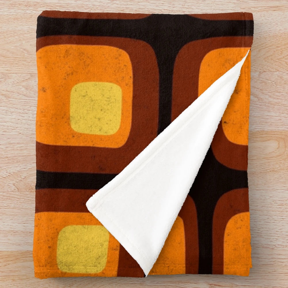 Retro plush blanket with funky mod pattern