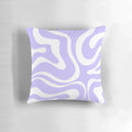 Retro modern abstract pattern square pillow in light purple and white
