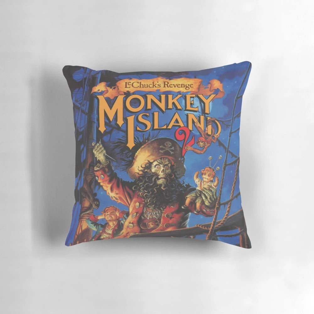 Retro Monkey Island Themed Pillow featuring Guybrush Threepwood and LeChuck's Revenge
