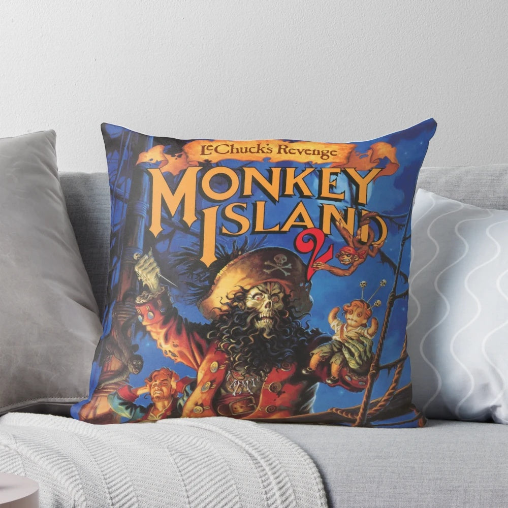 Retro Monkey Island Themed Pillow featuring Guybrush Threepwood and LeChuck's Revenge
