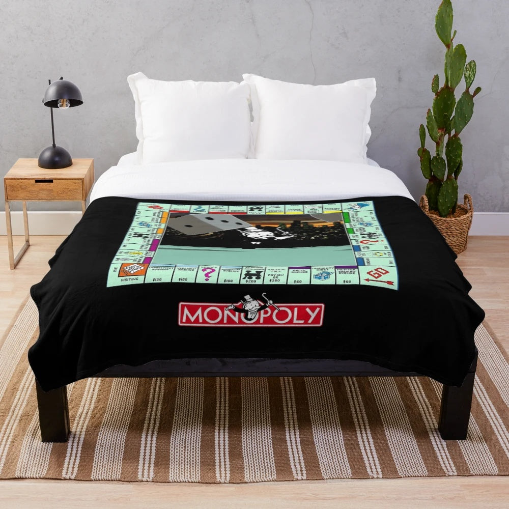 Monopoly Retro Game Board Revised Edition Plush Blanket