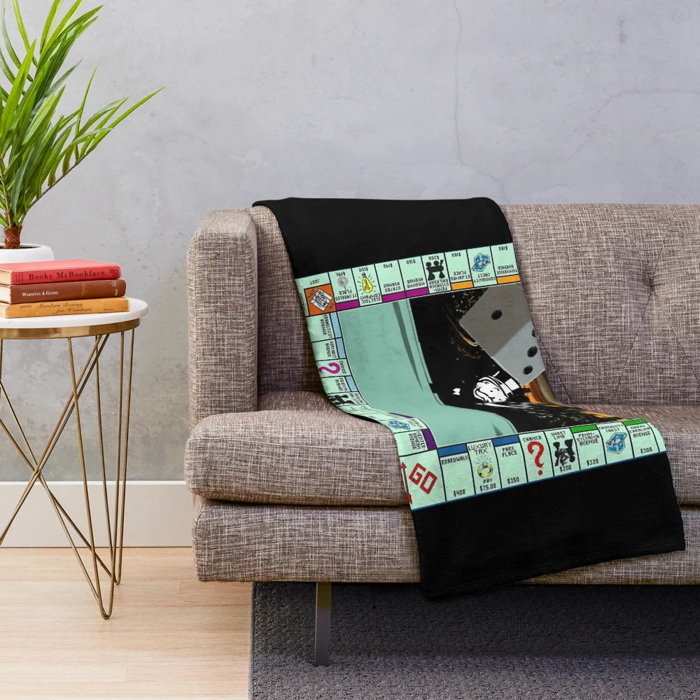 Monopoly Retro Game Board Revised Edition Plush Blanket
