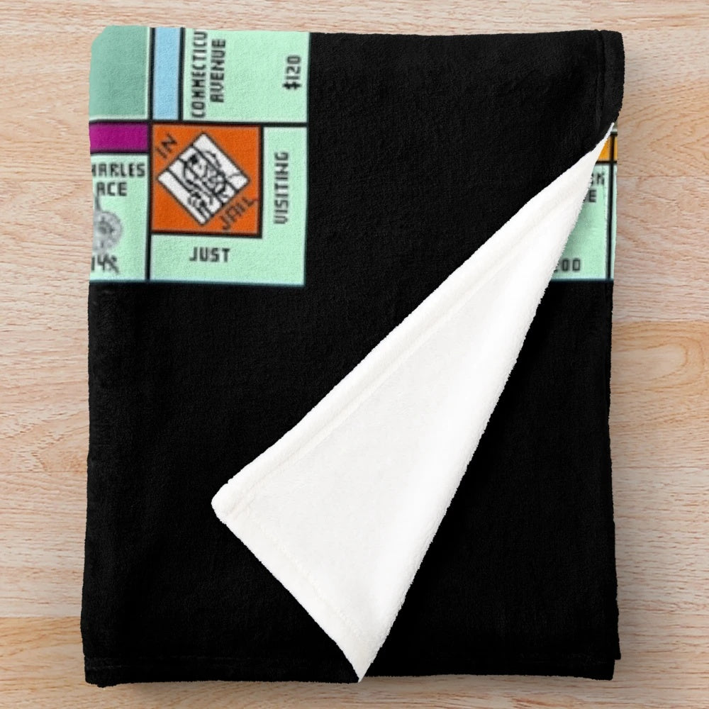 Monopoly Retro Game Board Revised Edition Plush Blanket