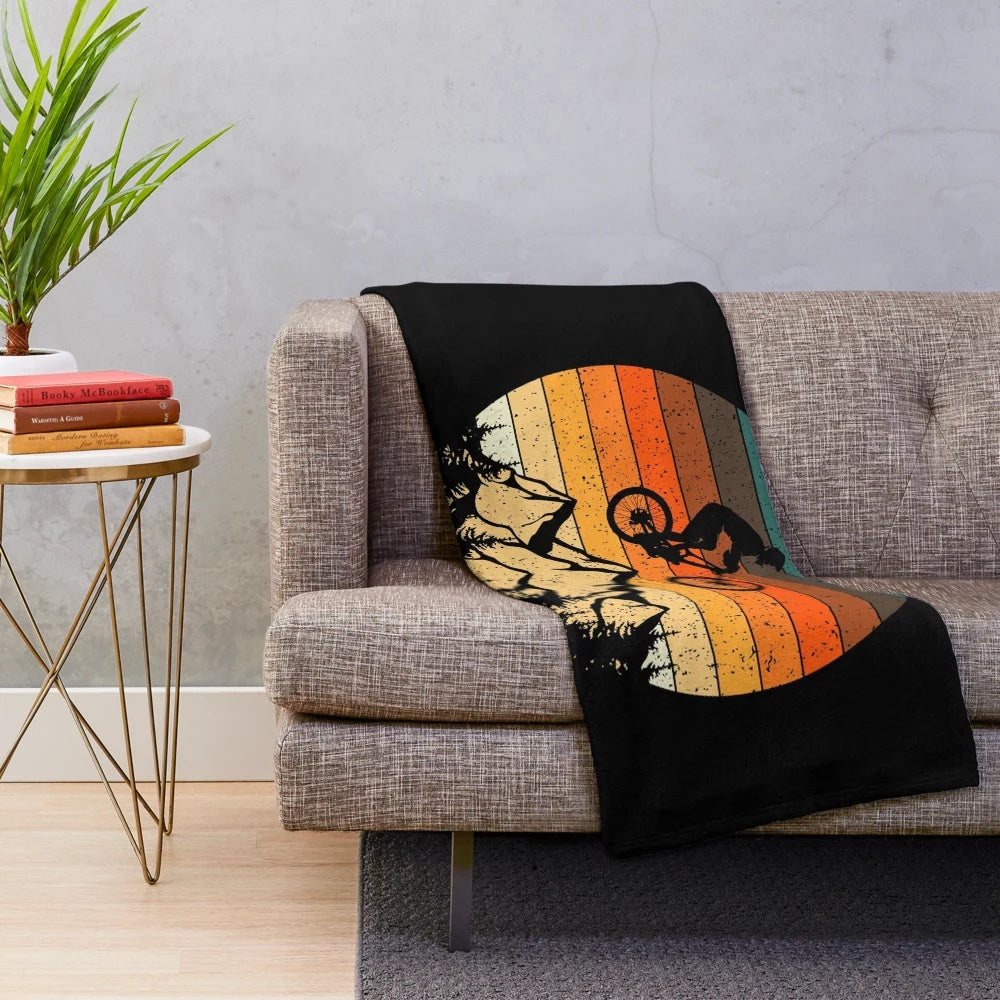 Retro mountain bike downhill plush blanket