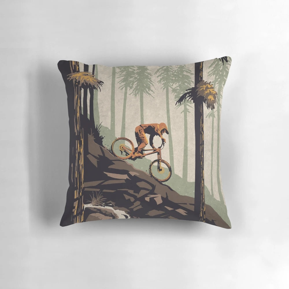 Retro mountain bike poster art featuring a scenic landscape and motivational quote, perfect for biking decor and outdoor adventure enthusiasts.