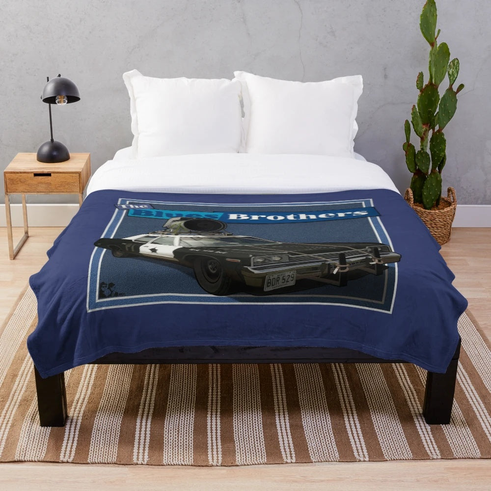 Retro movie cars plush blanket featuring classic cinema vehicles