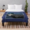 Retro movie cars plush blanket featuring classic cinema vehicles