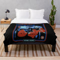 Retro movie fan plush blanket featuring horror and cult movie inspired graphics