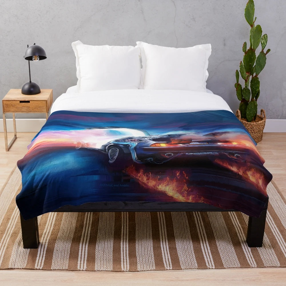 Back to the Future Delorean Time Machine Plush Blanket