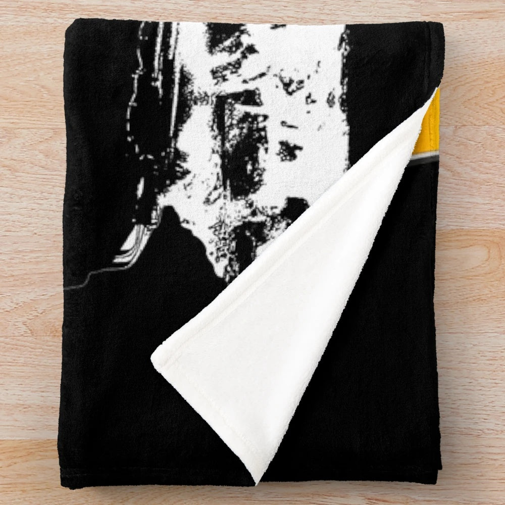 Back to the Future inspired Delorean plush blanket with fire tracks stencil design