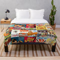 Retro movie poster plush blanket featuring classic Hollywood films