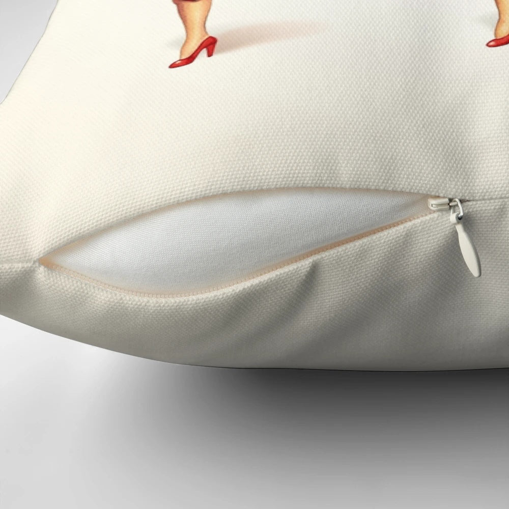 Retro movie theater concession girls pillow with popcorn, soda, and hot dog graphics