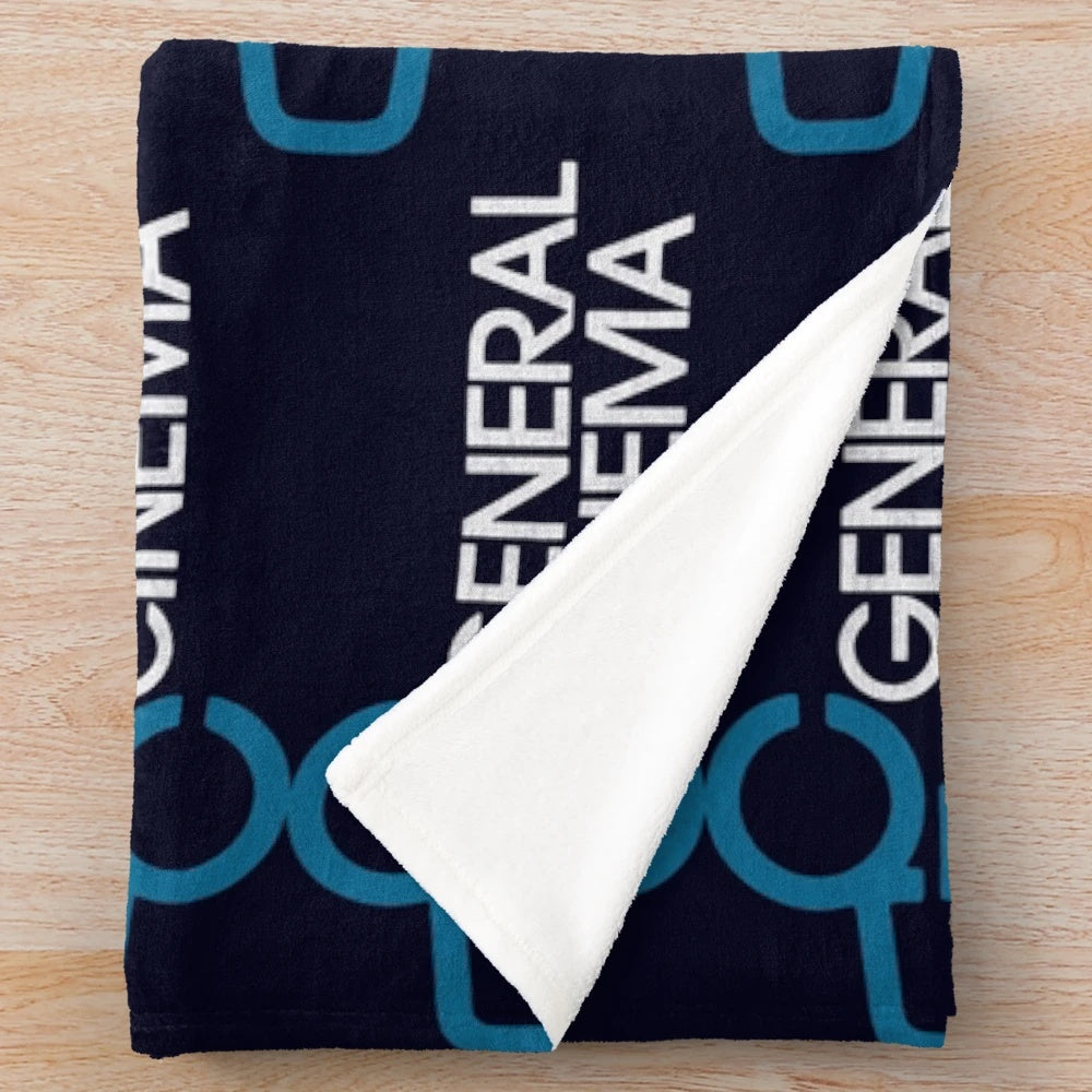 Plush blanket featuring the logo of a defunct movie theater from the 80s/90s