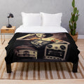 Plush blanket with a retro movie design, evoking the golden age of cinema