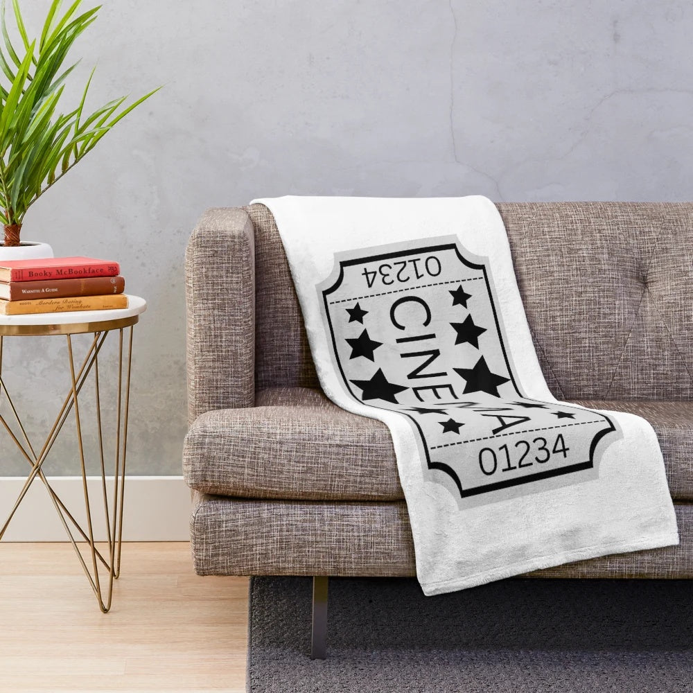 Retro movie ticket plush blanket for cinema enthusiasts