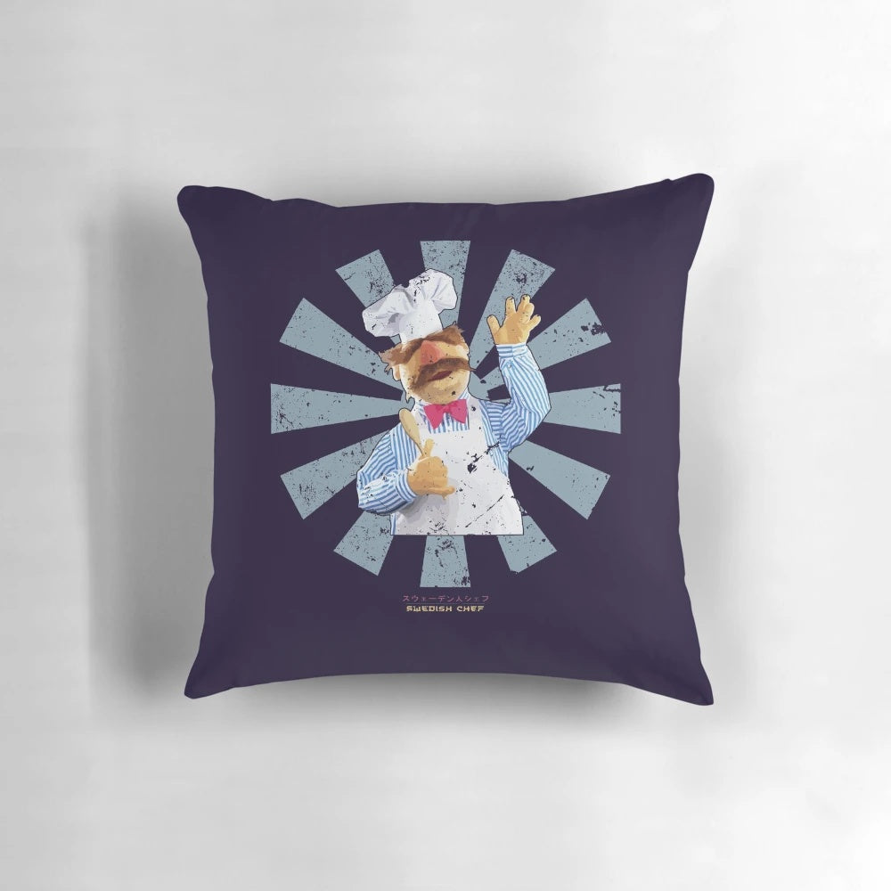 Retro-style Swedish Chef Muppets character printed on a soft, plush throw pillow.