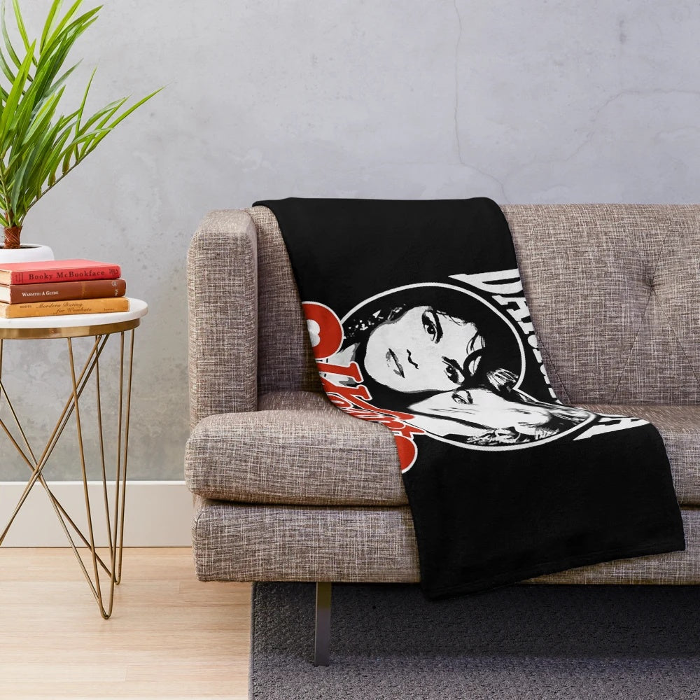Retro music art plush blanket featuring vintage-inspired design