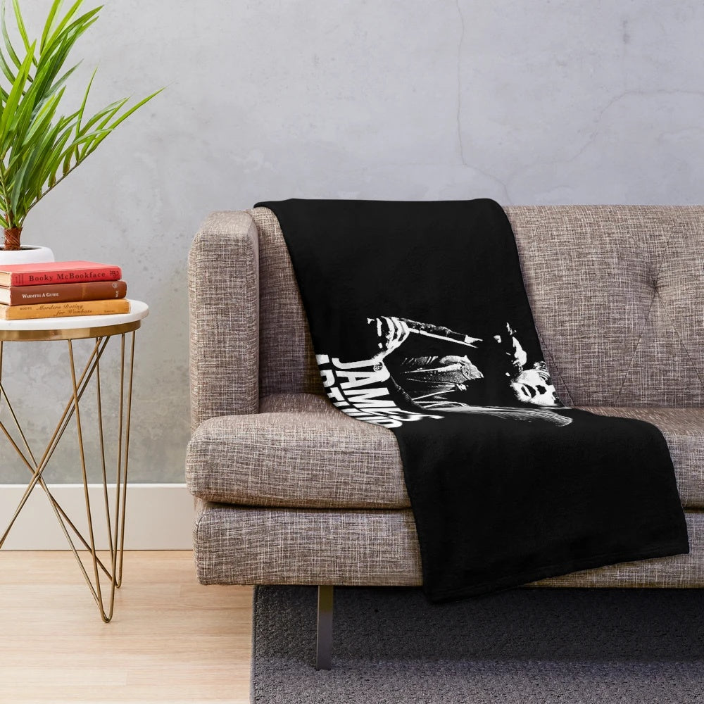 Retro music inspired plush blanket featuring a vintage design