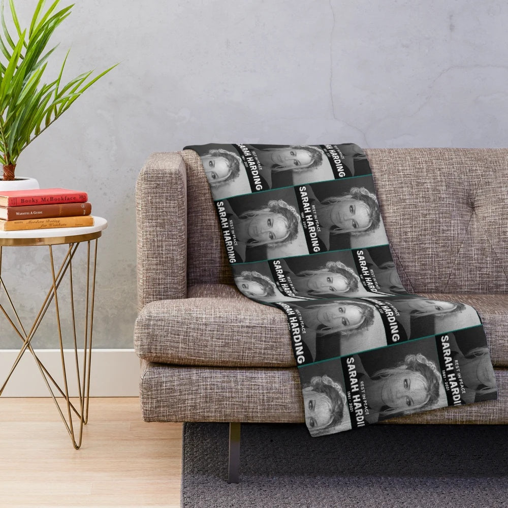 Retro music-inspired plush blanket featuring a "Sarah Harding for President" tee design