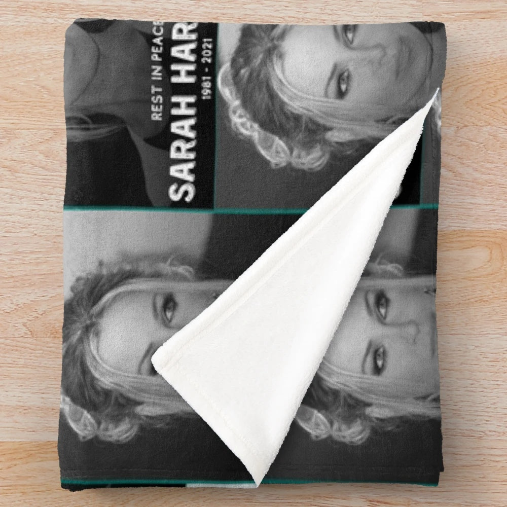 Retro music-inspired plush blanket featuring a "Sarah Harding for President" tee design