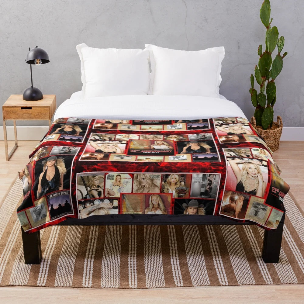 Retro Music Lover's Plush Blanket featuring vintage concert and country music imagery