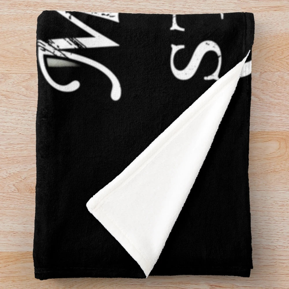 Plush blanket featuring retro music and band graphics
