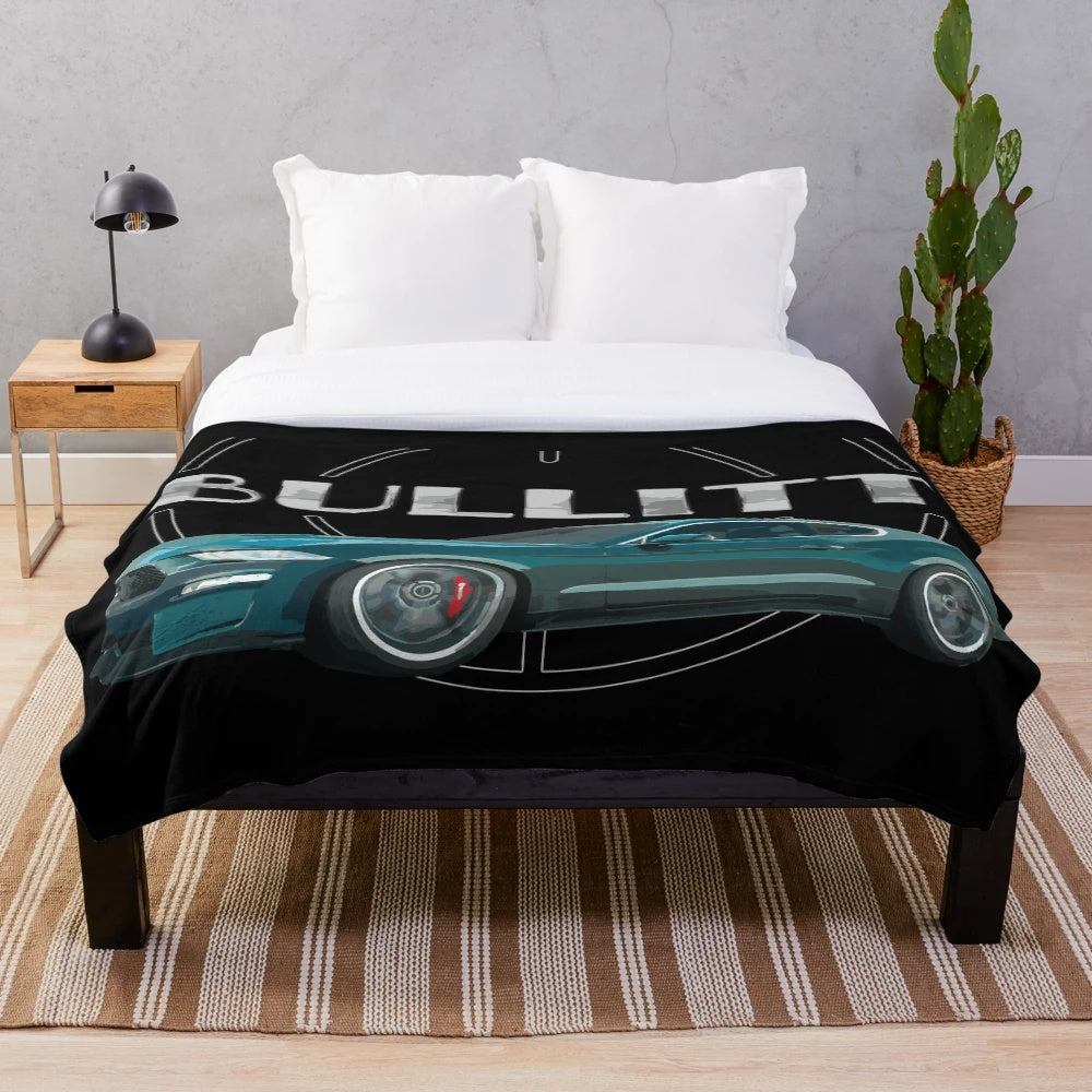 Retro Mustang GT V8 Plush Blanket with Classic Car Design