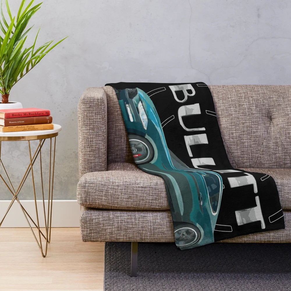 Retro Mustang GT V8 Plush Blanket with Classic Car Design
