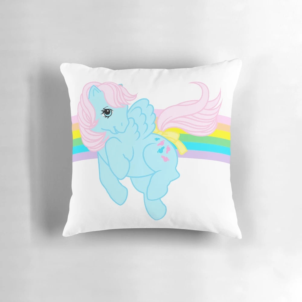 Colorful and vintage-inspired My Little Pony G1 Wind Whistler Pegasus pillow