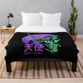 Vintage Neon Genesis Evangelion plush blanket with retro anime mech design