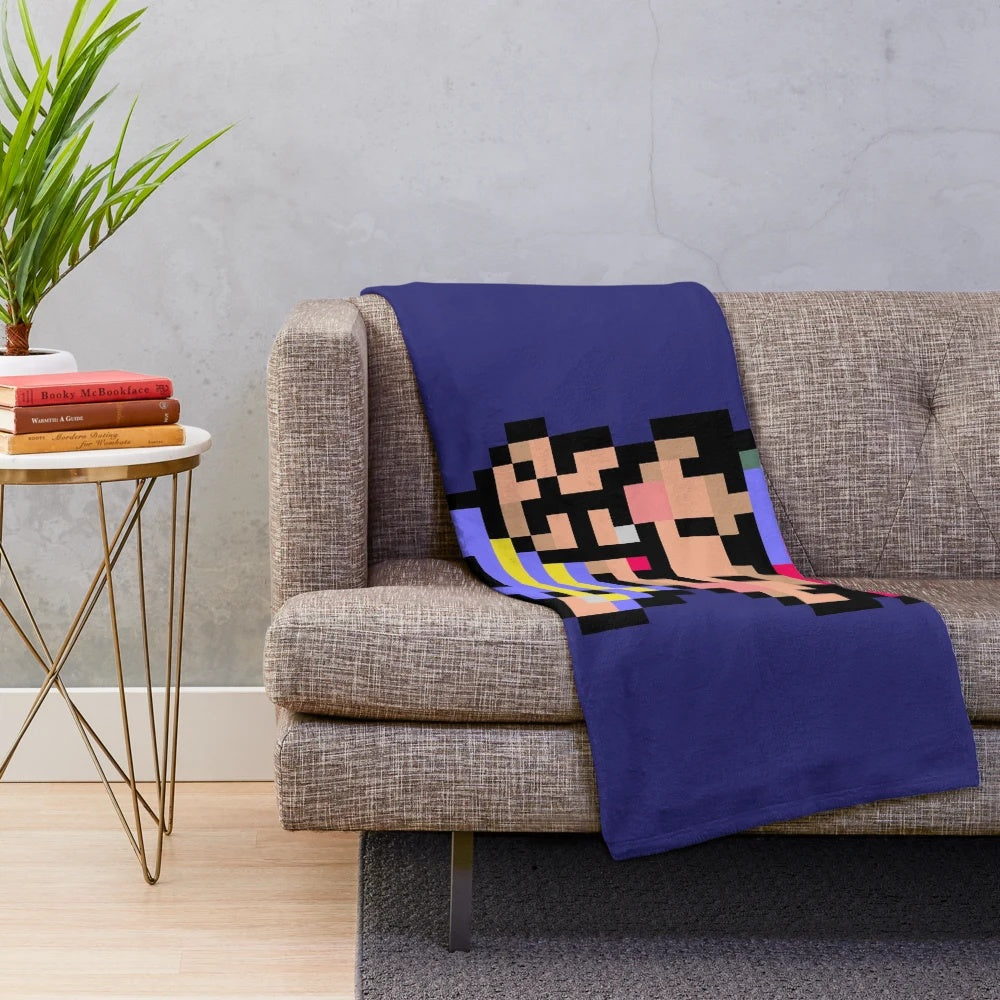 Retro Ness sprite plush blanket featuring pixel art inspired by the classic RPG Earthbound