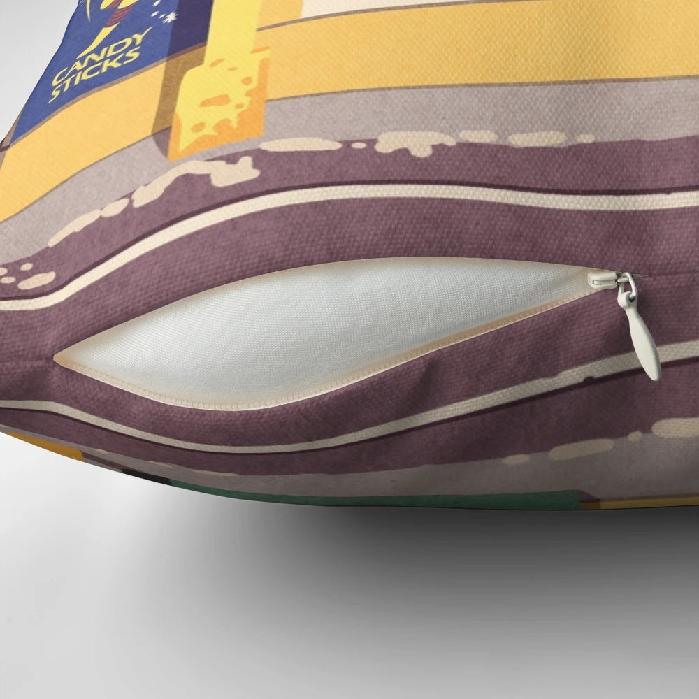 Retro New Zealand "Shop, Bro" Kiwiana-themed throw pillow