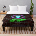 Northern Soul inspired plush blanket with "Keep the Faith" neon sign graphic