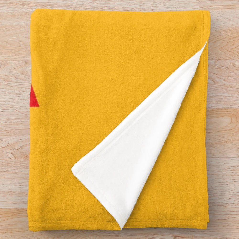 Plush blanket with vintage Oh Henry candy bar design