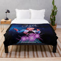 Olivia Newton-John inspired 80s music plush blanket in blue