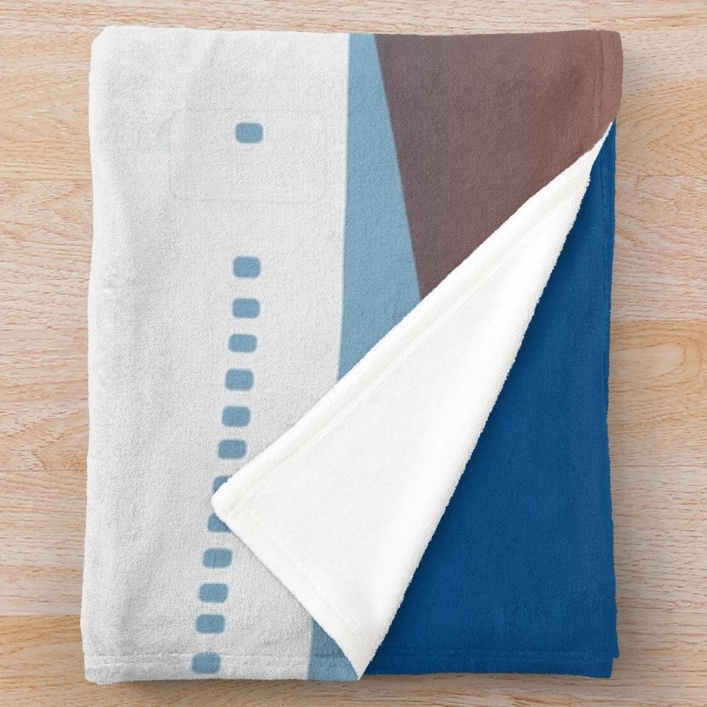Retro Pan Am inspired plush blanket with vintage airline design