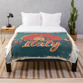 Retro pastel art plush blanket featuring Italian cultural elements