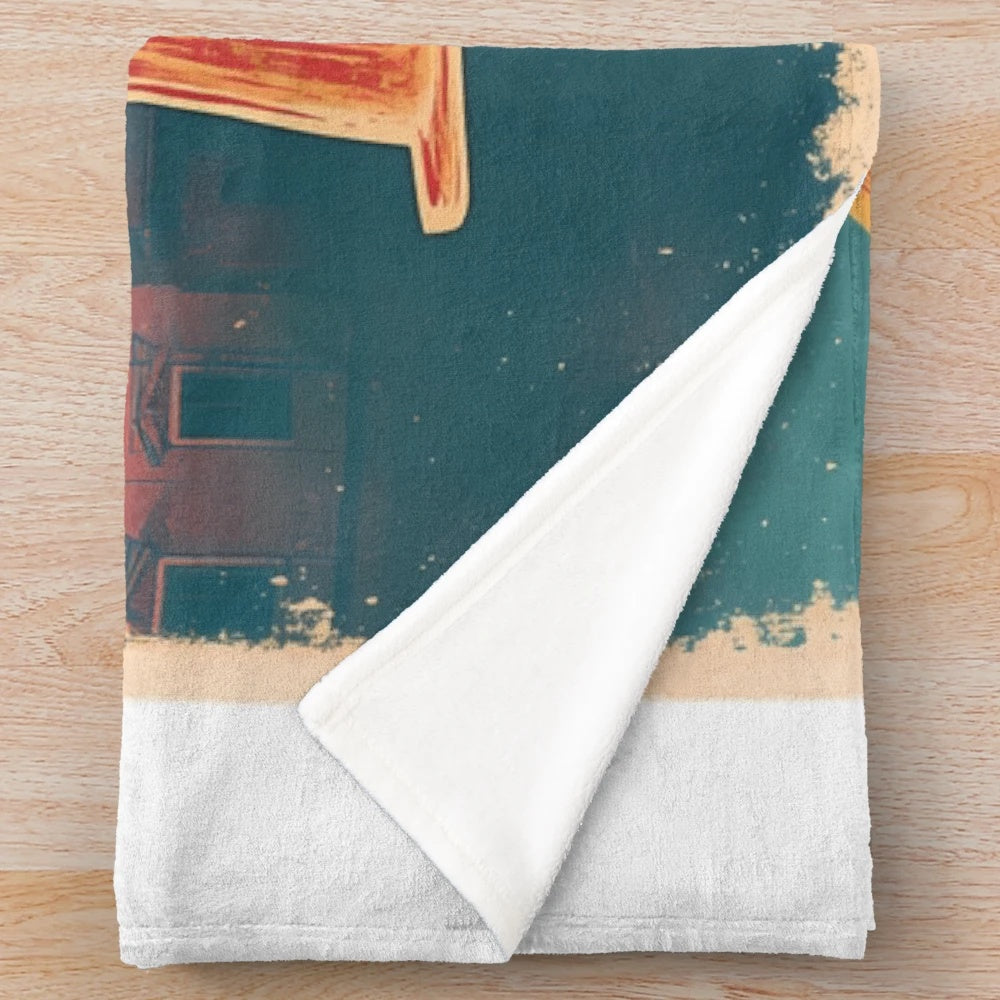 Retro pastel art plush blanket featuring Italian cultural elements
