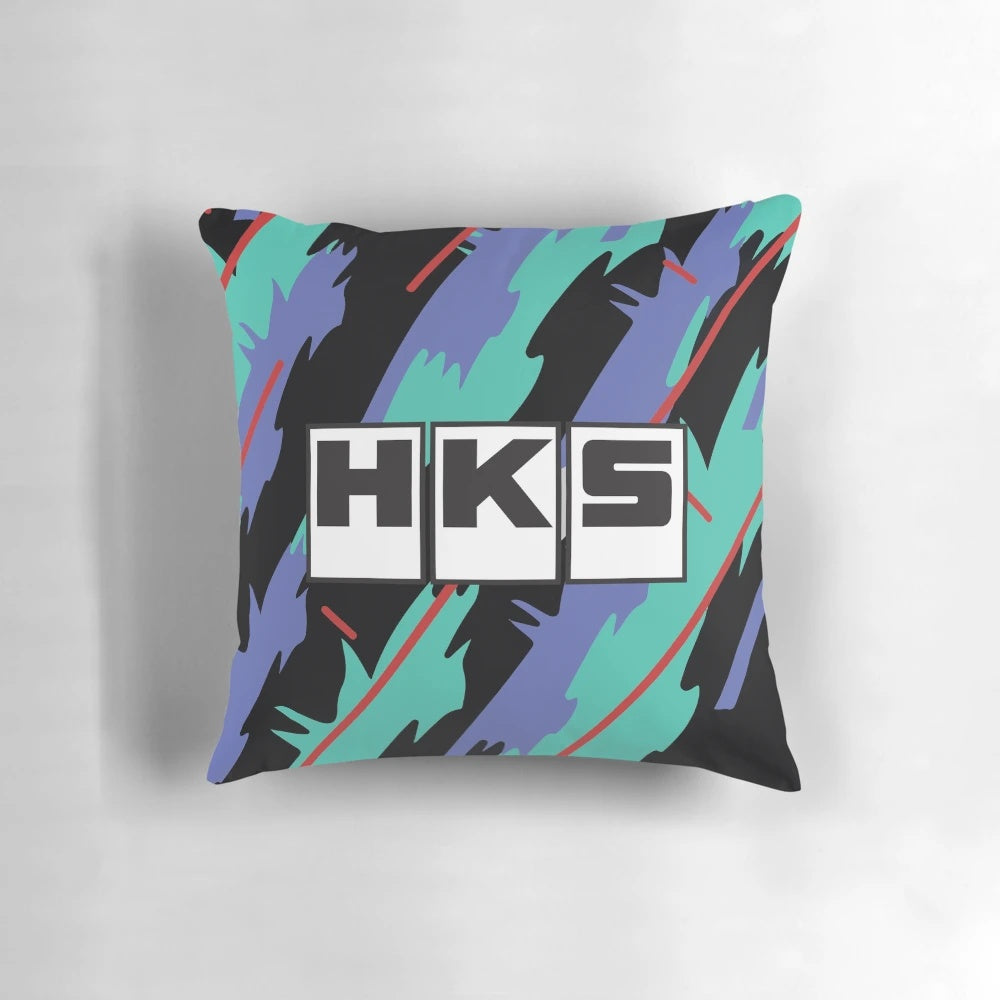 Retro pattern pillow with HKS-inspired design