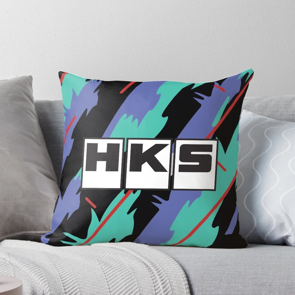 Retro pattern pillow with HKS-inspired design