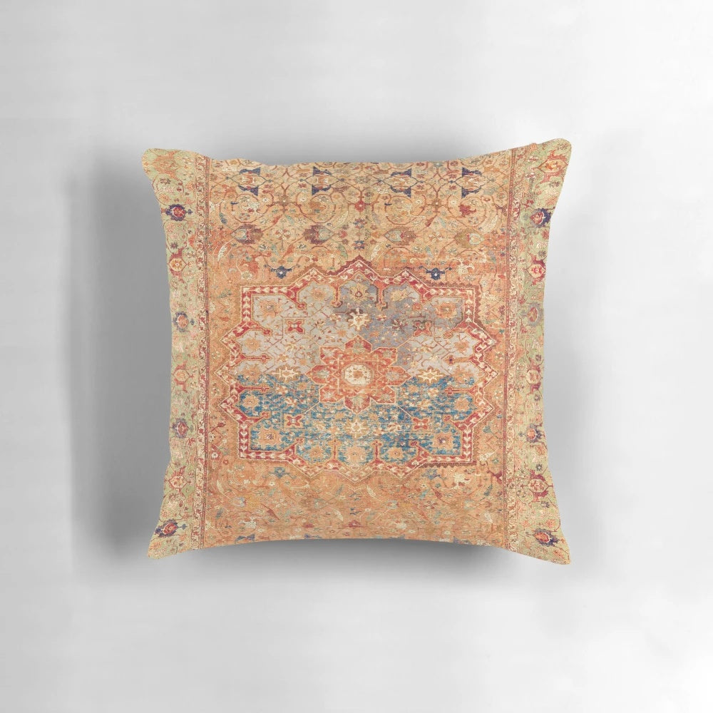 Vintage-inspired 16th century Persian carpet print decorative throw pillow