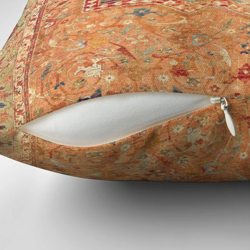 Vintage-inspired 16th century Persian carpet print decorative throw pillow